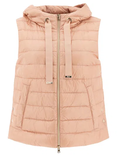 Herno Quilted Sleeveless Jacket With Hood In Pink