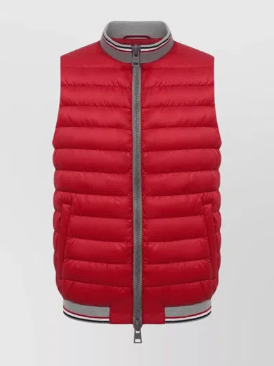 Herno Quilted Sleeveless Jackets Ribbed Collar In Red