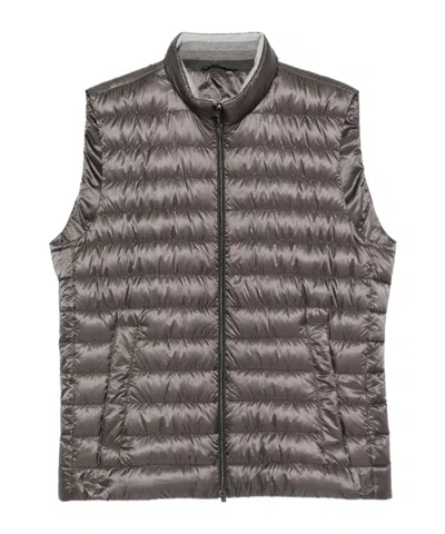 Herno Quilted Sleeveless Vest In Gray