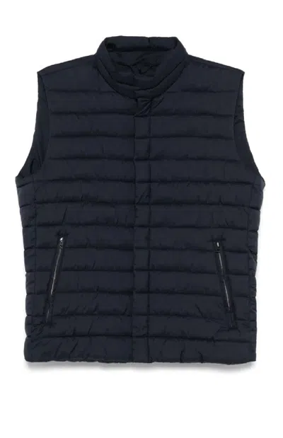 Herno Quilted Sleeveless Vest With High Collar In Blue