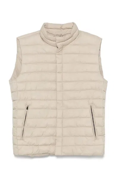 HERNO QUILTED SLEEVELESS VEST WITH HIGH COLLAR