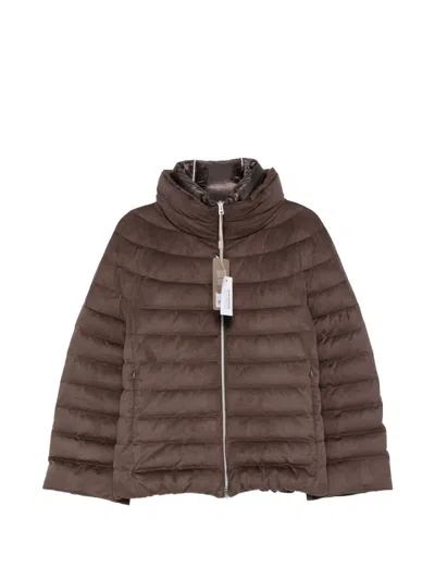 Herno Quilted Suede-effect Jacket In Animal Print