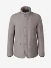 Herno High-neck Buttoned Padded Jacket In Light Grey