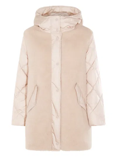 Herno Quilted Teddy Coat In Neutral