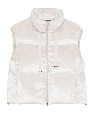 Herno Velvet-effect Padded Gilet In White