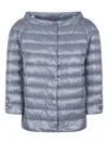 Herno Quilted Three-quarter Sleeve Jacket In Blue