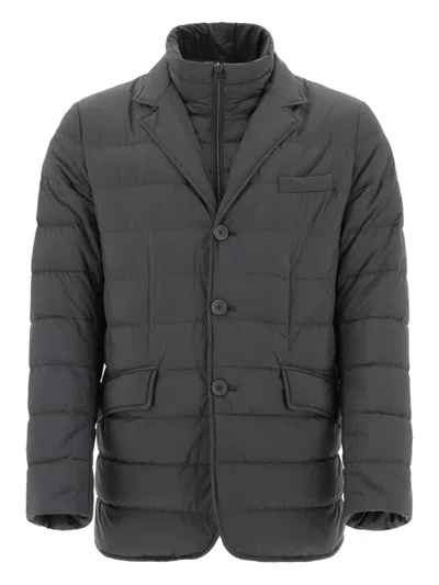 Herno Quilted Three-button Padded Jacket In Gray