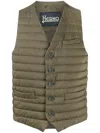 Herno Quilted V-neck Gilet In Green