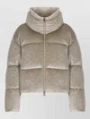 Herno Quilted Velvet Down Jacket High Neck In Neutral
