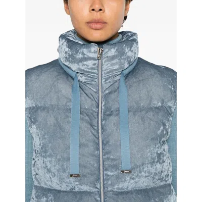 Herno Quilted Velvet Zip-up Gilet In Blue