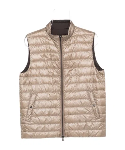 Herno Quilted Vest In Brown