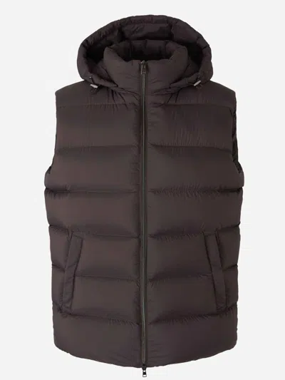 Herno Quilted Vest With Hood In Adjustable Hood