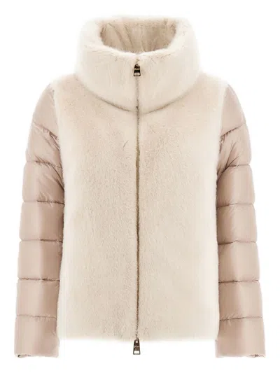 Herno Quilted Wool & Down Down Jacket In Cream