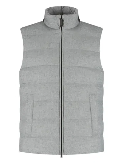Herno Quilted Wool Gilet In Gray