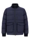 Herno Bomber In Glen Check Wool And Cashmere In Blue