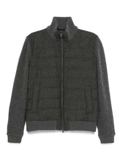 HERNO QUILTED WOOL JACKET WITH HIGH COLLARCLOSURE