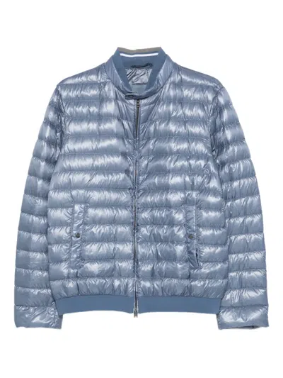 Herno Quilted Zip-front Jacket In Blue