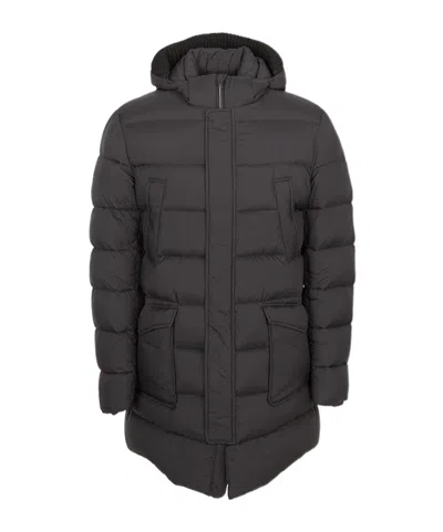 Herno Quilted Zip-up Down Jacket In Gray