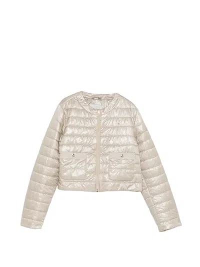 Herno Kids' Quilted Zip-up Jacket In Neutral