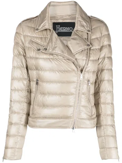 Herno Long-sleeved Down Jacket In Neutral