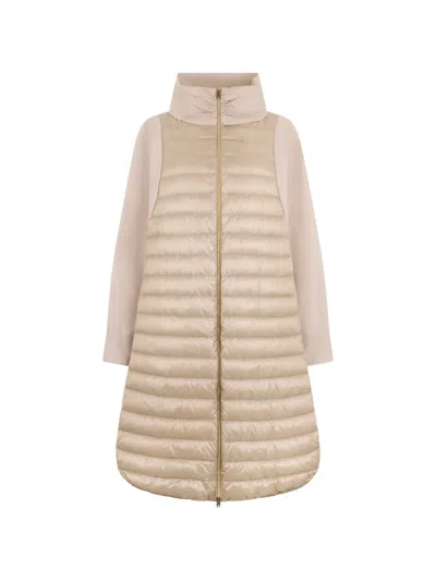 Herno Quilted Zip-fastening Coat In Neutral