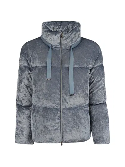 Herno High-neck Quilted Microfiber Down Jacket With Hood In Black