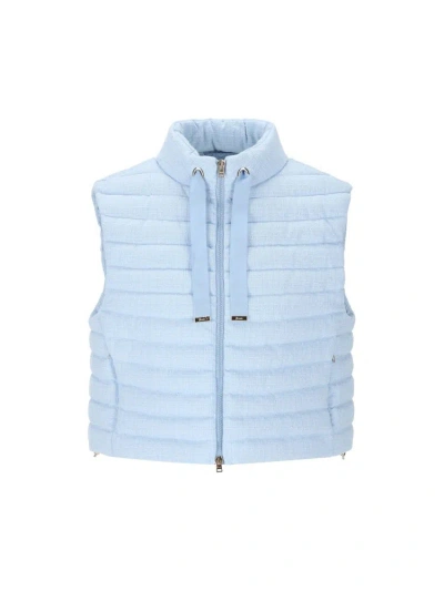 Herno Quilted Zipped Gilet In Blue