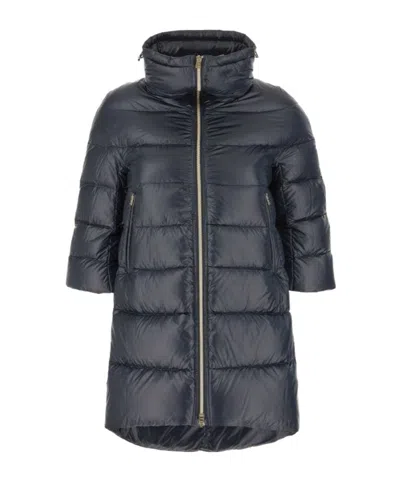 Herno Quilted Zipper Down Jacket In Black