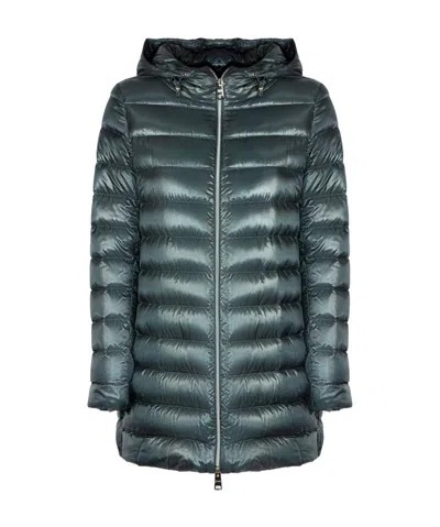 Herno Quilted Zipper Down Jacket In Green