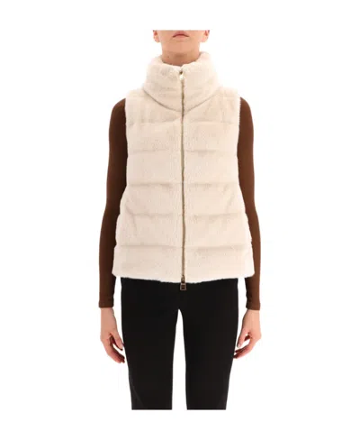 Herno Quilted Zipper Vest In Nude