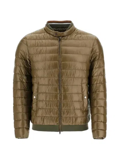 Herno Quilted Zip-up Jacket In Brown