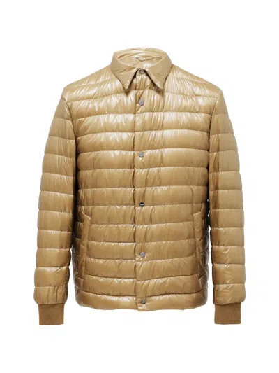 Herno Quilted-detail Zip-up Jacket In Brown