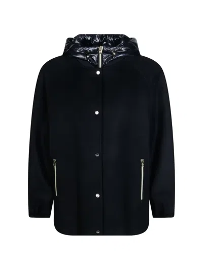 Herno Quilted-panel Hooded Jacket In Black