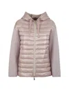 Herno Quilted Panel Hooded Jacket In Pink