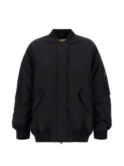 Herno Quilted-trim Gabardine Bomber Jacket In Black