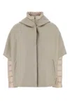 Herno Beige Cape-style Padded Jacket In Gray