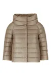 Herno High-neck Quilted Jacket In Brown