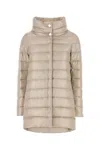 Herno Streamlined Puffer Jacket With High Collar And Quilted Texture In Neutral