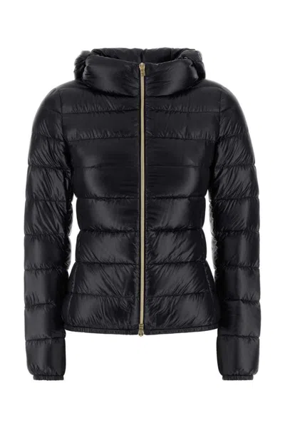 Herno Hooded Padded Quilted Down Jacket In Black