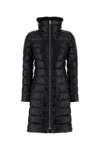 Herno Long Navy Puffer Jacket With Removable Ribbed Collar In Black