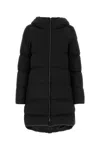 Herno Black Down Jacket With Fixed Hood And Quilted Design In Tech Fabric Woman In Black