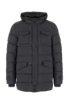Herno Piumino Denim Jacket In Nylon Trapuntato In Grey