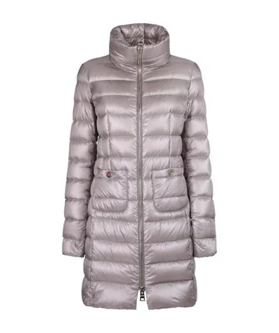 Herno Quitled Zipped Coat In Gray