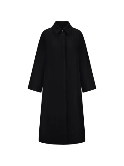 Herno Raglan-sleeve Single-breasted Coat In Black