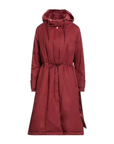 Herno Rain Collection Woman Coat Brick Size 6 Cotton, Polyamide In Red