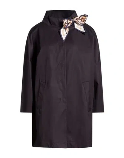 Herno Rain Collection Woman Overcoat & Trench Coat Navy Size 16 Cotton In Brown