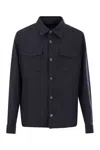 Herno Snap Front Chest Flap Pocket Brushed Wool Cashmere Blend Lined Shirt Jacket