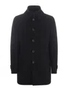 Herno Medium-length Structured Coat With Button-up Front In Blue