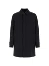 Herno Polyester Raincoat Back Vent Cuffed Sleeves Pockets In Blue