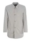 Herno Natural-colored Technical Fabric Raincoat In Light Grey